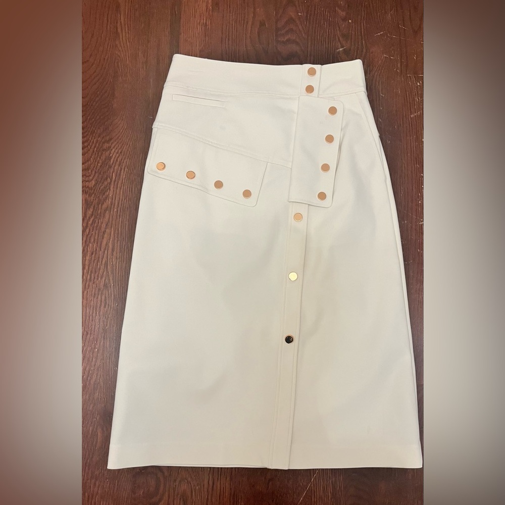 Tibi white skirt with gold buttons!
